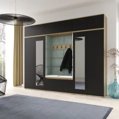   Blum 17 kárpitozott előszobafal tükörrel, artisan/fekete - menta 21 - egyedi