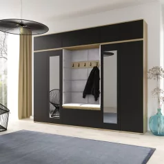   Blum 17 kárpitozott előszobafal tükörrel, artisan/fekete - ezüst 32 - egyedi