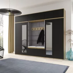   Blum 17 kárpitozott előszobafal tükörrel, artisan/fekete - ezüst 33 - egyedi