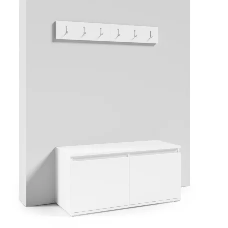 Blum 17 kárpitozott előszobafal tükörrel, fehér - krém 01