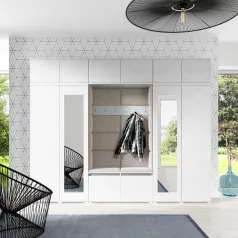   Blum 17 kárpitozott előszobafal tükörrel, fehér - bézs 02