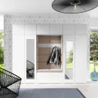 Blum 17 kárpitozott előszobafal tükörrel, fehér - bézs 04