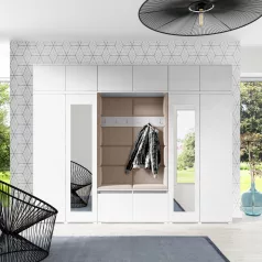   Blum 17 kárpitozott előszobafal tükörrel, fehér - bézs 04