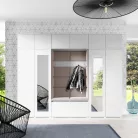 Blum 17 kárpitozott előszobafal tükörrel, fehér - barna 05