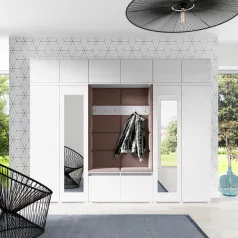   Blum 17 kárpitozott előszobafal tükörrel, fehér - barna 07