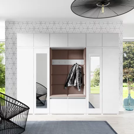 Blum 17 kárpitozott előszobafal tükörrel, fehér - barna 07