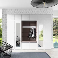   Blum 17 kárpitozott előszobafal tükörrel, fehér - barna 08