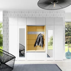   Blum 17 kárpitozott előszobafal tükörrel, fehér - sárga 18 - egyedi