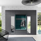 Blum 17 kárpitozott előszobafal tükörrel, grafit - sötétzöld 28 - egyedi