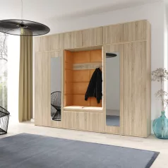   Blum 17 kárpitozott előszobafal tükörrel, sonoma - sárga 26 - egyedi