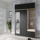 Blum 18 kárpitozott előszobafal tükörrel, artisan/fekete - barna 05