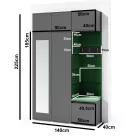 Blum 18 kárpitozott előszobafal tükörrel, fehér - krém 01