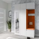 Blum 18 kárpitozott előszobafal tükörrel, fehér - narancssárga 25 - egyedi