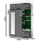 Blum 18 kárpitozott előszobafal tükörrel, grafit - krém 01