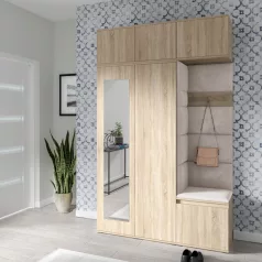   Blum 18 kárpitozott előszobafal tükörrel, sonoma - bézs 02