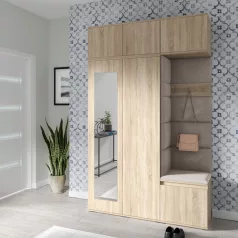   Blum 18 kárpitozott előszobafal tükörrel, sonoma - barna 05