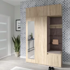   Blum 18 kárpitozott előszobafal tükörrel, sonoma - barna 06