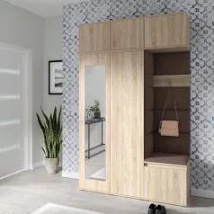   Blum 18 kárpitozott előszobafal tükörrel, sonoma - barna 07