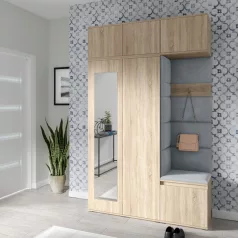   Blum 18 kárpitozott előszobafal tükörrel, sonoma - szürke 14