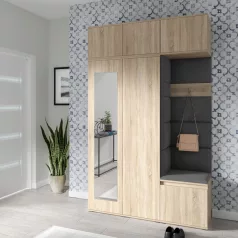   Blum 18 kárpitozott előszobafal tükörrel, sonoma - szürke 15