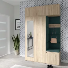   Blum 18 kárpitozott előszobafal tükörrel, sonoma - sötétzöld 28 - egyedi