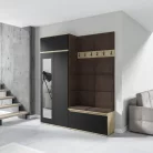 Blum 19 kárpitozott előszobafal tükörrel, artisan/fekete - barna 08