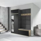 Blum 19 kárpitozott előszobafal tükörrel, artisan/fekete - szürke 15