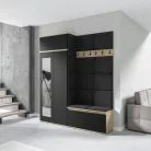 Blum 19 kárpitozott előszobafal tükörrel, artisan/fekete - fekete 16