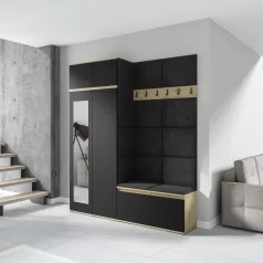   Blum 19 kárpitozott előszobafal tükörrel, artisan/fekete - fekete 16