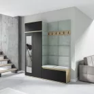 Blum 19 kárpitozott előszobafal tükörrel, artisan/fekete - menta 21 - egyedi