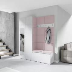   Blum 19 kárpitozott előszobafal tükörrel, fehér - rózsaszín 19 - egyedi