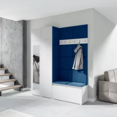   Blum 19 kárpitozott előszobafal tükörrel, fehér - sötétkék 31 - egyedi