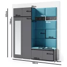 Blum 19 kárpitozott előszobafal tükörrel, grafit - krém 01