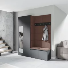   Blum 19 kárpitozott előszobafal tükörrel, grafit - barna 07