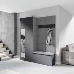   Blum 19 kárpitozott előszobafal tükörrel, grafit - szürke 14