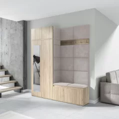   Blum 19 kárpitozott előszobafal tükörrel, sonoma - krém 01