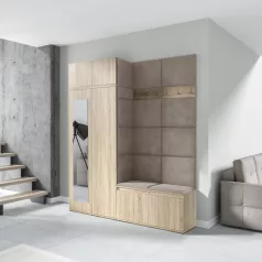   Blum 19 kárpitozott előszobafal tükörrel, sonoma - bézs 03