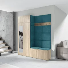   Blum 19 kárpitozott előszobafal tükörrel, sonoma - azúr 13 - egyedi