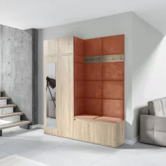   Blum 19 kárpitozott előszobafal tükörrel, sonoma - narancssárga 25 - egyedi