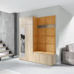   Blum 19 kárpitozott előszobafal tükörrel, sonoma - sárga 26 - egyedi