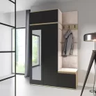 Blum 20 kárpitozott előszobafal tükörrel, artisan/fekete - krém 01