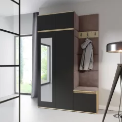   Blum 20 kárpitozott előszobafal tükörrel, artisan/fekete - barna 06
