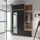 Blum 20 kárpitozott előszobafal tükörrel, artisan/fekete - barna 07