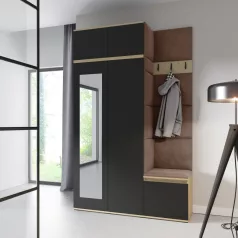   Blum 20 kárpitozott előszobafal tükörrel, artisan/fekete - barna 07