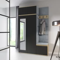   Blum 20 kárpitozott előszobafal tükörrel, artisan/fekete - szürke 14