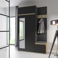   Blum 20 kárpitozott előszobafal tükörrel, artisan/fekete - szürke 15