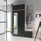 Blum 20 kárpitozott előszobafal tükörrel, artisan/fekete - ezüst 32 - egyedi