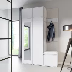   Blum 20 kárpitozott előszobafal tükörrel, fehér - krém 01