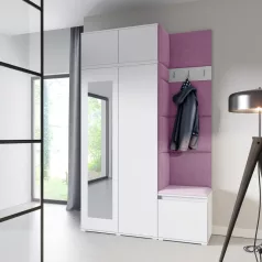   Blum 20 kárpitozott előszobafal tükörrel, fehér - lila 11 - egyedi
