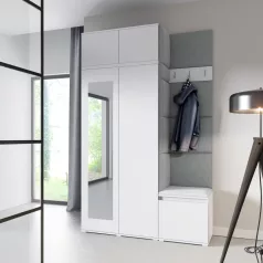   Blum 20 kárpitozott előszobafal tükörrel, fehér - szürke 14
